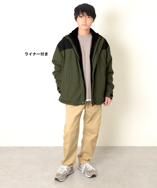 GLAZOS（グラソス）の「【撥水】ナイロン・ボアインナー付き３WAYコート（ブルゾン・キッズ・カーキ/ブラック/ベージュ・130cm/140cm/150cm/160cm/170cm）」の6枚目の写真
