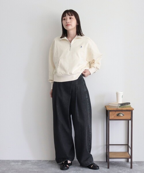 GEVACO（ゲバコ）の「【GEVACO/ゲバコ】コンパクトハーフジップ（スウェット・レディース・ライトグレー/カーキ/アイボリー・38）」の4枚目の写真