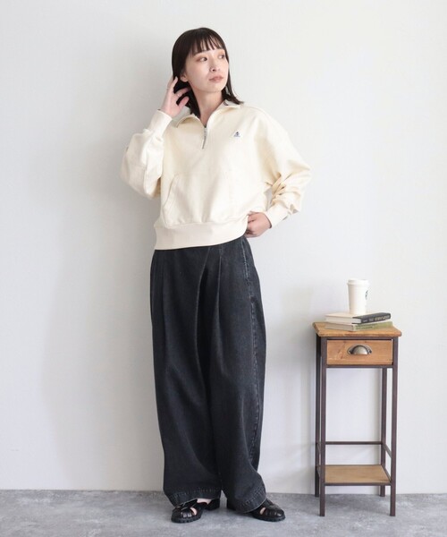 GEVACO（ゲバコ）の「【GEVACO/ゲバコ】コンパクトハーフジップ（スウェット・レディース・ライトグレー/カーキ/アイボリー・38）」の5枚目の写真