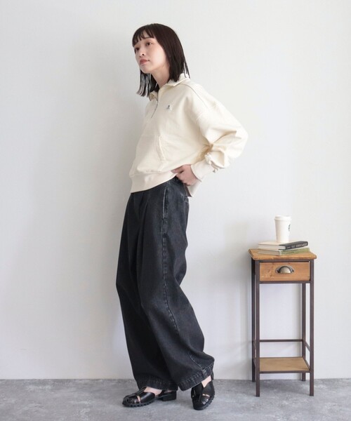 GEVACO（ゲバコ）の「【GEVACO/ゲバコ】コンパクトハーフジップ（スウェット・レディース・ライトグレー/カーキ/アイボリー・38）」の6枚目の写真