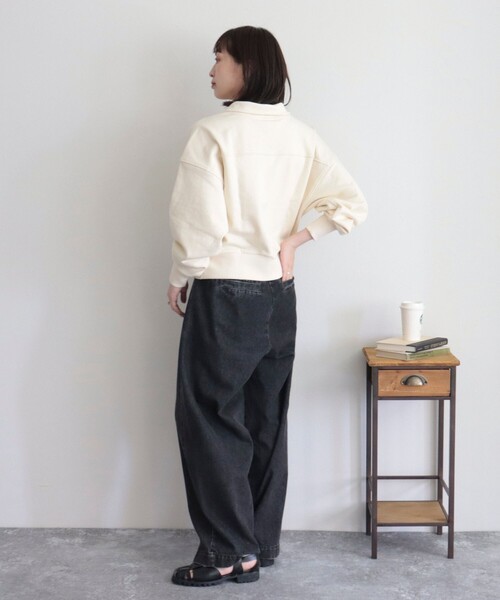 GEVACO（ゲバコ）の「【GEVACO/ゲバコ】コンパクトハーフジップ（スウェット・レディース・ライトグレー/カーキ/アイボリー・38）」の7枚目の写真