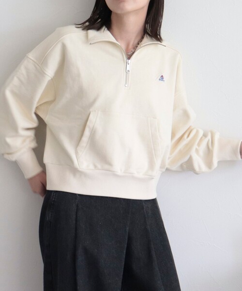 GEVACO（ゲバコ）の「【GEVACO/ゲバコ】コンパクトハーフジップ（スウェット・レディース・ライトグレー/カーキ/アイボリー・38）」の10枚目の写真