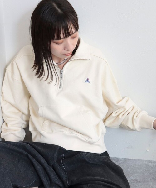 GEVACO（ゲバコ）の「【GEVACO/ゲバコ】コンパクトハーフジップ（スウェット・レディース・ライトグレー/カーキ/アイボリー・38）」の14枚目の写真