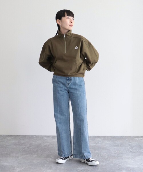 GEVACO（ゲバコ）の「【GEVACO/ゲバコ】コンパクトハーフジップ（スウェット・レディース・ライトグレー/カーキ/アイボリー・38）」の15枚目の写真