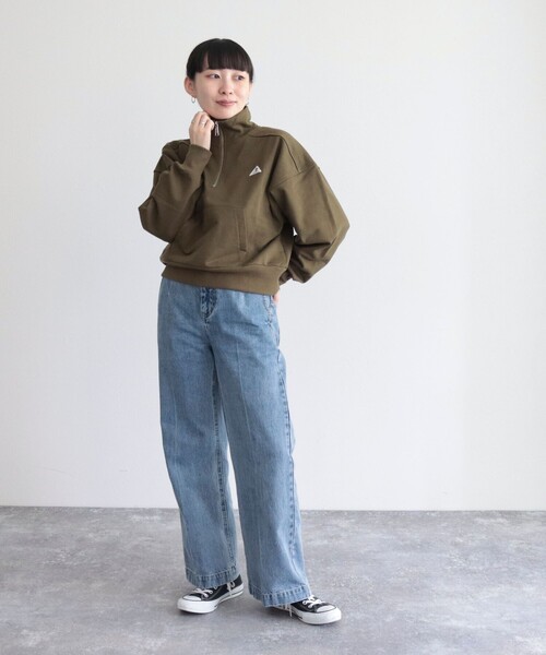 GEVACO（ゲバコ）の「【GEVACO/ゲバコ】コンパクトハーフジップ（スウェット・レディース・ライトグレー/カーキ/アイボリー・38）」の16枚目の写真