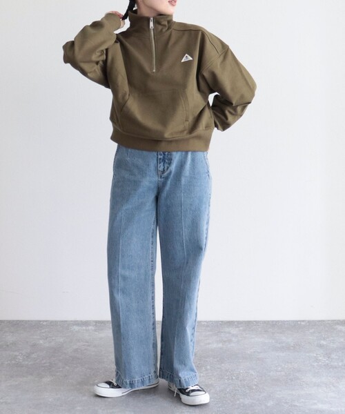 GEVACO（ゲバコ）の「【GEVACO/ゲバコ】コンパクトハーフジップ（スウェット・レディース・ライトグレー/カーキ/アイボリー・38）」の18枚目の写真