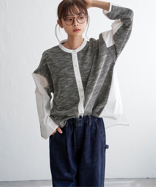 LBC（エルビーシー）の「異素材切り替えシャツ（シャツ/ブラウス・レディース・ブラック/グレー/その他7・M）」の4枚目の写真