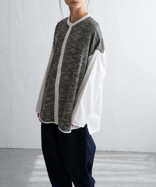 LBC（エルビーシー）の「異素材切り替えシャツ（シャツ/ブラウス・レディース・ブラック/グレー/その他7・M）」の3枚目の写真