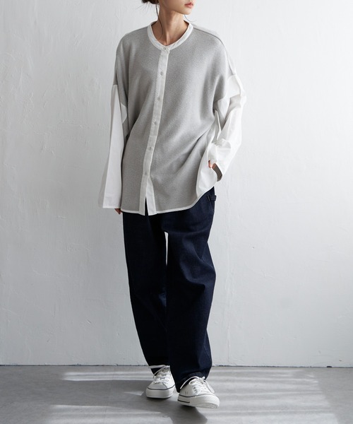 LBC（エルビーシー）の「異素材切り替えシャツ（シャツ/ブラウス・レディース・ブラック/グレー/その他7・M）」の6枚目の写真