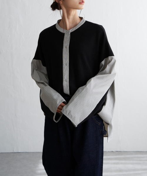 LBC（エルビーシー）の「異素材切り替えシャツ（シャツ/ブラウス・レディース・ブラック/グレー/その他7・M）」の5枚目の写真