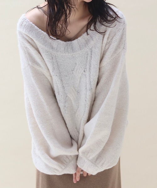muguet（ミュゲ）の「one shoulder cable knit（ニット/セーター 