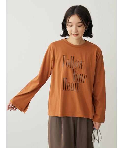 Petit fleur(プチフルール)の「・Petit Fleur ロゴptフレアスリーブロンT(Tシャツ/カットソー・レディース・ブラック/ブラウン/チャコールグレー/オフホワイト・FREE)」の6枚目の写真