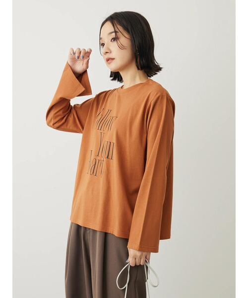 Petit fleur(プチフルール)の「・Petit Fleur ロゴptフレアスリーブロンT(Tシャツ/カットソー・レディース・ブラック/ブラウン/チャコールグレー/オフホワイト・FREE)」の7枚目の写真