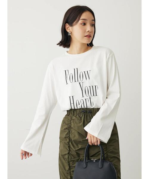 Petit fleur(プチフルール)の「・Petit Fleur ロゴptフレアスリーブロンT(Tシャツ/カットソー・レディース・ブラック/ブラウン/チャコールグレー/オフホワイト・FREE)」の13枚目の写真