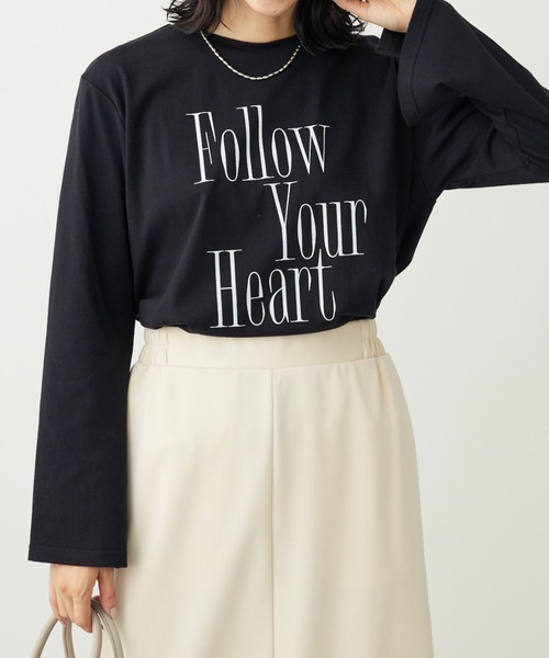 Petit fleur(プチフルール)の「・Petit Fleur ロゴptフレアスリーブロンT(Tシャツ/カットソー・レディース・ブラック/ブラウン/チャコールグレー/オフホワイト・FREE)」の3枚目の写真