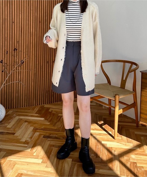 LE MORE（リモア）の「ハイウエストタックハーフパンツ（その他パンツ・レディース・ライトベージュ/グレー/ブラック・FREE）」の6枚目の写真