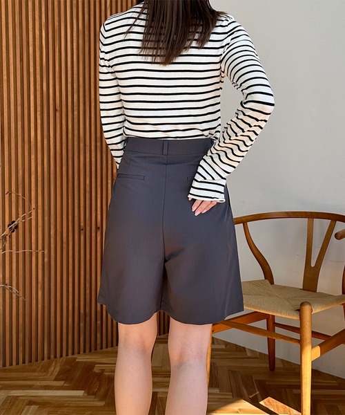 LE MORE（リモア）の「ハイウエストタックハーフパンツ（その他パンツ・レディース・ライトベージュ/グレー/ブラック・FREE）」の8枚目の写真