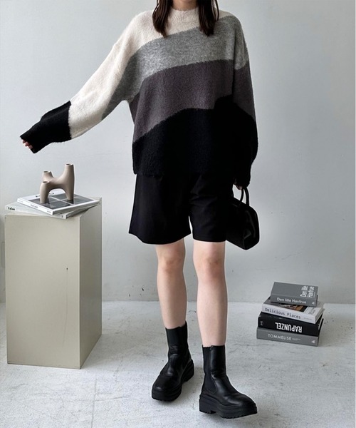 LE MORE（リモア）の「ハイウエストタックハーフパンツ（その他パンツ・レディース・ライトベージュ/グレー/ブラック・FREE）」の19枚目の写真