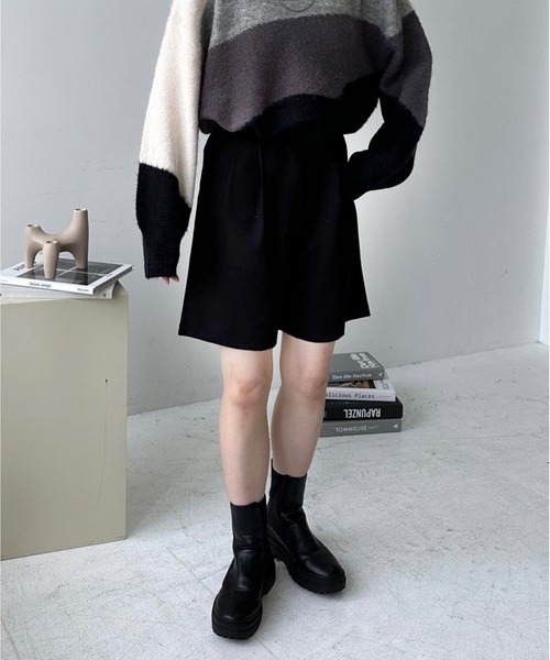 LE MORE（リモア）の「ハイウエストタックハーフパンツ（その他パンツ・レディース・ライトベージュ/グレー/ブラック・FREE）」の20枚目の写真