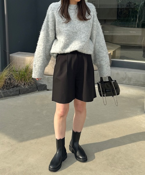 LE MORE（リモア）の「ハイウエストタックハーフパンツ（その他パンツ・レディース・ライトベージュ/グレー/ブラック・FREE）」の21枚目の写真