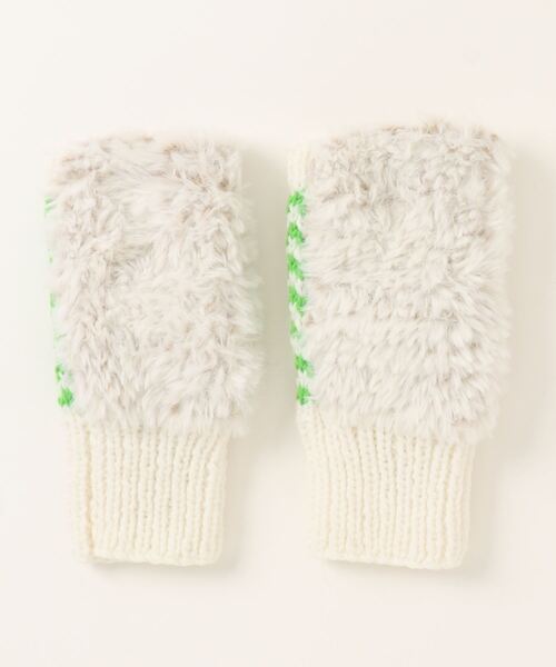 チャイハネ（チャイハネ）の「【チャイハネ】ファファアームカバー ニットグローブ（手袋・レディース・ブラック×ブルー/ナチュラル/ホワイト系その他・FREE）」の3枚目の写真