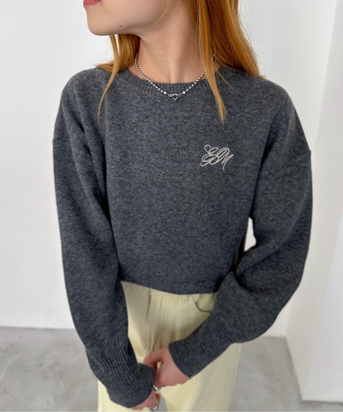 EPIMI E'PIMMY（エピミエピミー）の「【ハンドウォッシャブル】スウェットライク刺繍ロゴニット（ニット/セーター・レディース・杢グレー/ピンクベージュ/オフホワイト/チャコールグレー・MEDIUM）」の18枚目の写真
