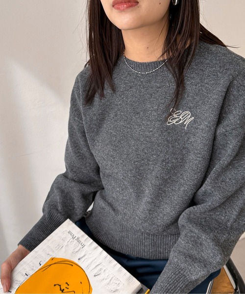 EPIMI E'PIMMY（エピミエピミー）の「【ハンドウォッシャブル】スウェットライク刺繍ロゴニット（ニット/セーター・レディース・杢グレー/ピンクベージュ/オフホワイト/チャコールグレー・MEDIUM）」の11枚目の写真