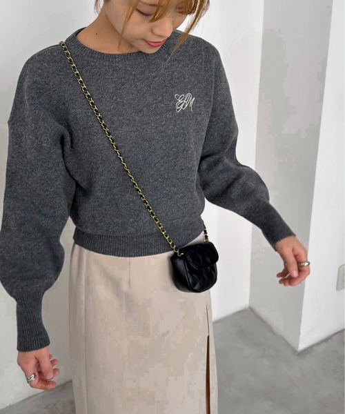 EPIMI E'PIMMY（エピミエピミー）の「【ハンドウォッシャブル】スウェットライク刺繍ロゴニット（ニット/セーター・レディース・杢グレー/ピンクベージュ/オフホワイト/チャコールグレー・MEDIUM）」の14枚目の写真