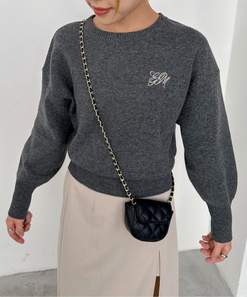 EPIMI E'PIMMY（エピミエピミー）の「【ハンドウォッシャブル】スウェットライク刺繍ロゴニット（ニット/セーター・レディース・杢グレー/ピンクベージュ/オフホワイト/チャコールグレー・MEDIUM）」の15枚目の写真