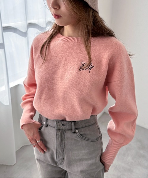 EPIMI E'PIMMY（エピミエピミー）の「【ハンドウォッシャブル】スウェットライク刺繍ロゴニット（ニット/セーター・レディース・杢グレー/ピンクベージュ/オフホワイト/チャコールグレー・MEDIUM）」の21枚目の写真