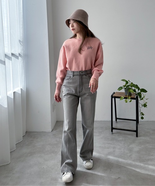 EPIMI E'PIMMY（エピミエピミー）の「【ハンドウォッシャブル】スウェットライク刺繍ロゴニット（ニット/セーター・レディース・杢グレー/ピンクベージュ/オフホワイト/チャコールグレー・MEDIUM）」の19枚目の写真