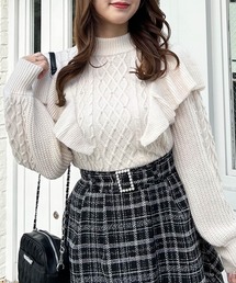 INGNI | フリルケーブルパール付ニット(ニット/セーター)