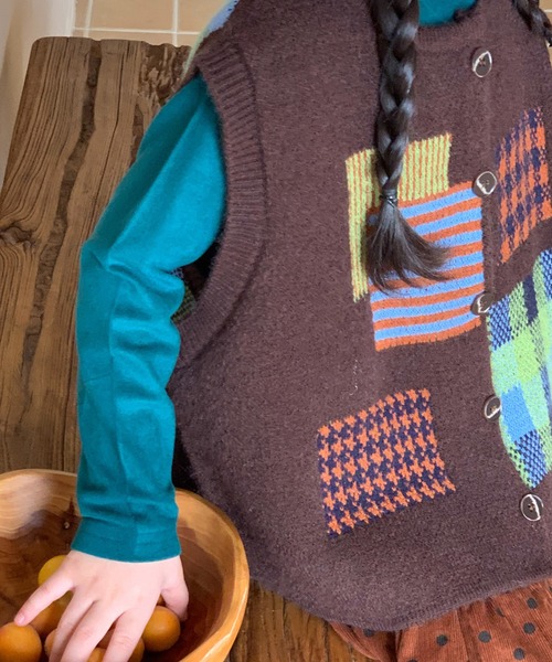 aimoha(アイモハ)の「【aimoha-KIDS-】子供服 かわいい編みベスト(ベスト・キッズ・ベージュ/チョコ・90/100/110/120/130/140/150)」の5枚目の写真