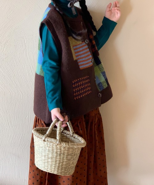 aimoha(アイモハ)の「【aimoha-KIDS-】子供服 かわいい編みベスト(ベスト・キッズ・ベージュ/チョコ・90/100/110/120/130/140/150)」の6枚目の写真