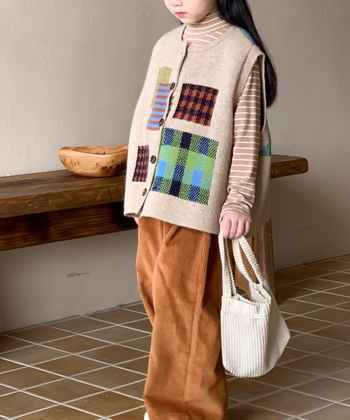 aimoha(アイモハ)の「【aimoha-KIDS-】子供服 かわいい編みベスト(ベスト・キッズ・ベージュ/チョコ・90/100/110/120/130/140/150)」の13枚目の写真