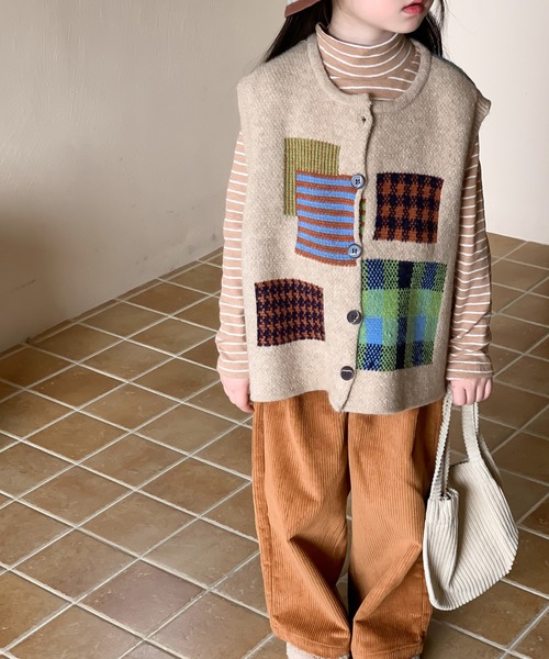 aimoha(アイモハ)の「【aimoha-KIDS-】子供服 かわいい編みベスト(ベスト・キッズ・ベージュ/チョコ・90/100/110/120/130/140/150)」の15枚目の写真