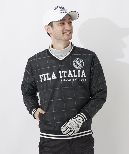 【セール】【FILA GOLF:フィラゴルフ】FILA GOLF メンズ 中綿Vネックプルオーバー 袖脱着｜撥水加工 / 蓄熱 / 保温 ゴルフ（ブルゾン）｜FILA GOLF（フィラゴルフ ）