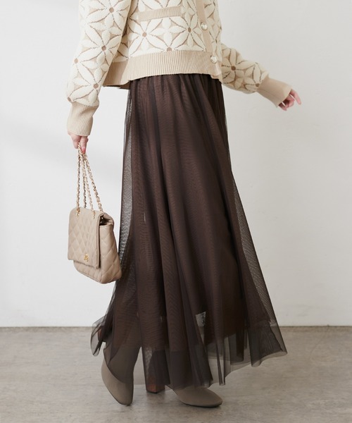 natural couture(ナチュラルクチュール)の「2WAYリバーシブルチュールスカート(スカート・レディース・オフホワイト/ブラウン/ピンク/グレー/ブラック・LARGE/MEDIUM)」の5枚目の写真
