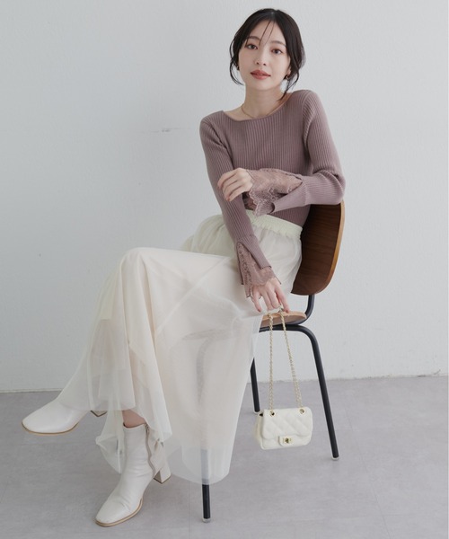 natural couture(ナチュラルクチュール)の「2WAYリバーシブルチュールスカート(スカート・レディース・オフホワイト/ブラウン/ピンク/グレー/ブラック・LARGE/MEDIUM)」の2枚目の写真