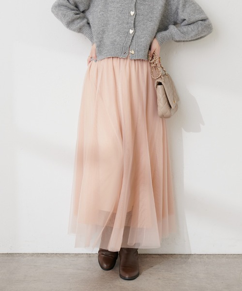 natural couture(ナチュラルクチュール)の「2WAYリバーシブルチュールスカート(スカート・レディース・オフホワイト/ブラウン/ピンク/グレー/ブラック・LARGE/MEDIUM)」の1枚目の写真