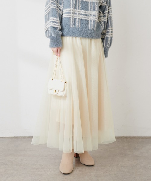 natural couture(ナチュラルクチュール)の「2WAYリバーシブルチュールスカート(スカート・レディース・オフホワイト/ブラウン/ピンク/グレー/ブラック・LARGE/MEDIUM)」の6枚目の写真