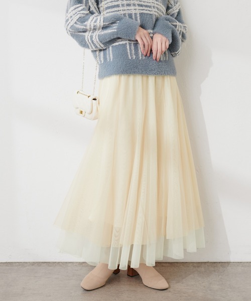 natural couture(ナチュラルクチュール)の「2WAYリバーシブルチュールスカート(スカート・レディース・オフホワイト/ブラウン/ピンク/グレー/ブラック・LARGE/MEDIUM)」の9枚目の写真