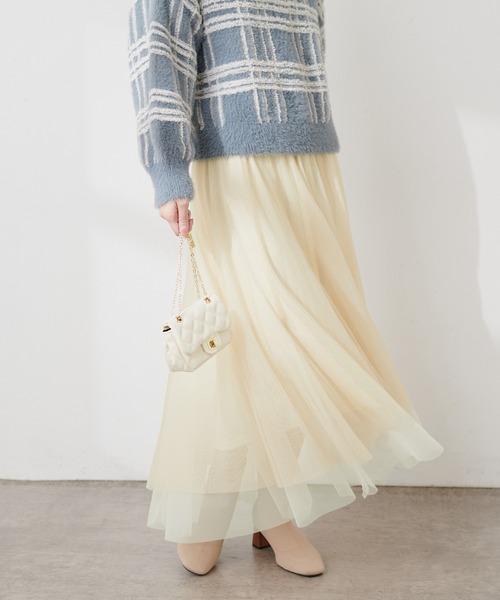 natural couture(ナチュラルクチュール)の「2WAYリバーシブルチュールスカート(スカート・レディース・オフホワイト/ブラウン/ピンク/グレー/ブラック・LARGE/MEDIUM)」の10枚目の写真