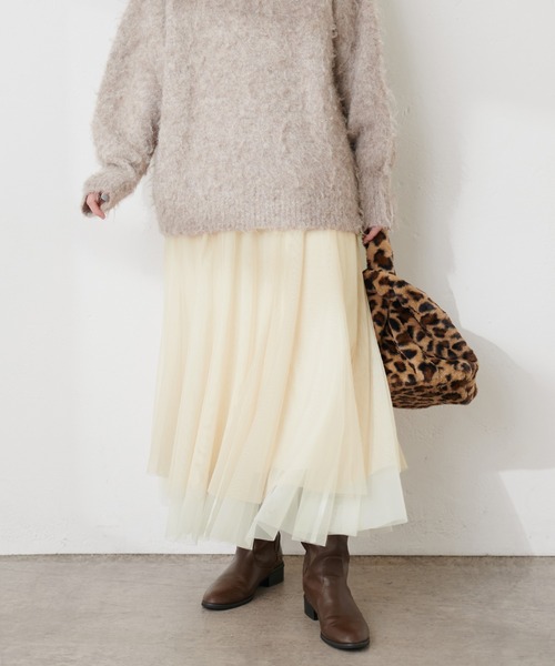 natural couture(ナチュラルクチュール)の「2WAYリバーシブルチュールスカート(スカート・レディース・オフホワイト/ブラウン/ピンク/グレー/ブラック・LARGE/MEDIUM)」の17枚目の写真