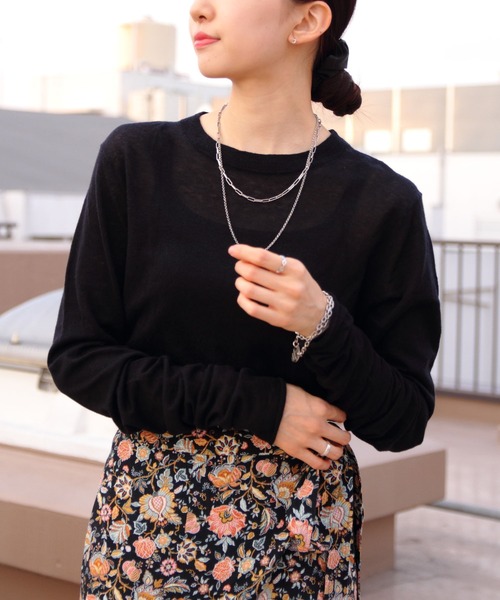 THE SHINZONE（ザ　シンゾーン）の「THE SHINZONE/シンゾーン　コットンカシミアシアーニット　COTTON CASHMERE SHEER KNIT　24SMSNI02（ニット/セーター・レディース・グレー/ネイビー・FREE）」の14枚目の写真