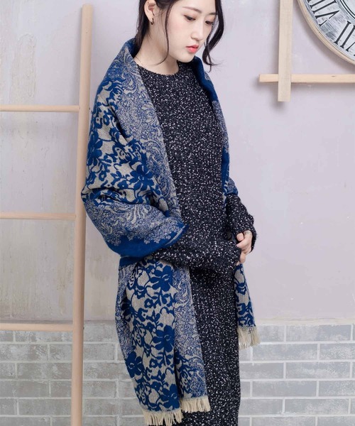 PARKS TOKYO SELECT(パークストウキョウセレクト)の「(nii)花柄刺繍ストール(ストール/ショール・レディース・ネイビー系/チャコールグレー/ベージュ/アイボリー/ブラック/ワインレッド・FREE)」の5枚目の写真