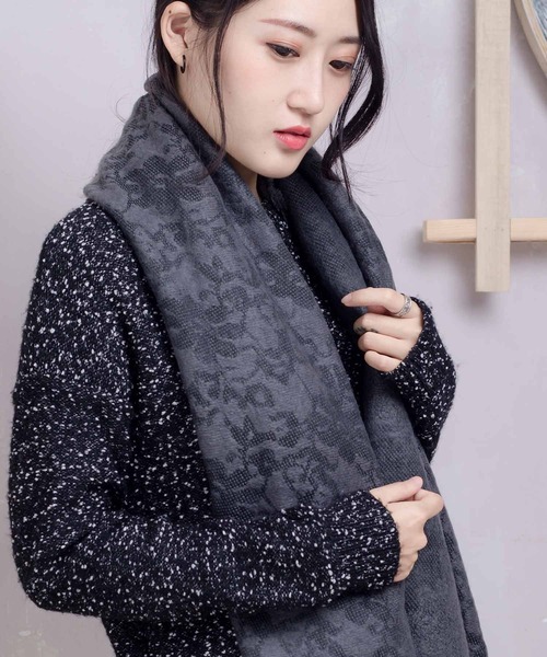 PARKS TOKYO SELECT(パークストウキョウセレクト)の「(nii)花柄刺繍ストール(ストール/ショール・レディース・ネイビー系/チャコールグレー/ベージュ/アイボリー/ブラック/ワインレッド・FREE)」の3枚目の写真
