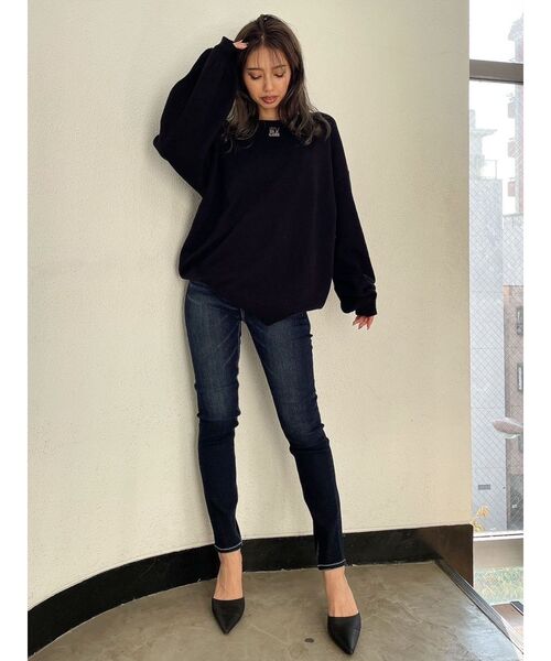 GYDA(ジェイダ)の「Square gyda LOOSE ニットトップス(ニット/セーター・レディース・オフホワイト/ミント/ブラック/ピンク・FREE)」の9枚目の写真