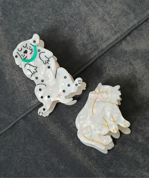 ダルメシアン柄♡猫ちゃんのヘアクリップ♡