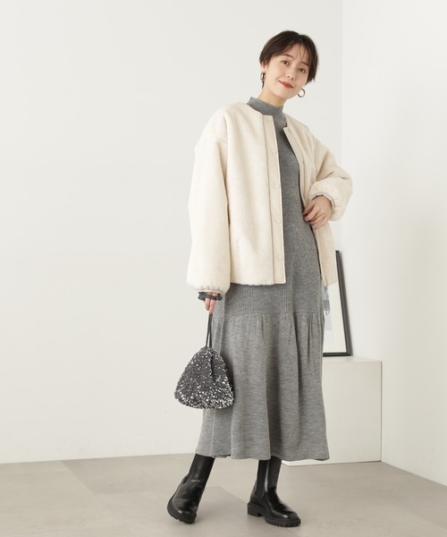 N.（N. Natural Beauty Basic）（エヌエヌナチュラルビューティーベーシック）の「◆ティアードニットワンピース（ワンピース・レディース・ブラック/杢グレー・MEDIUM）」の12枚目の写真